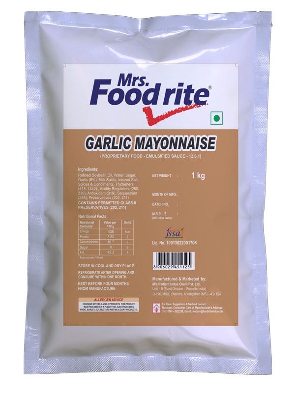 Mrs. Foodrite Garlic Mayonnaise (1 kg)