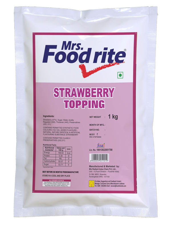 Mrs. Foodrite Strawberry Topping (1 Kg)