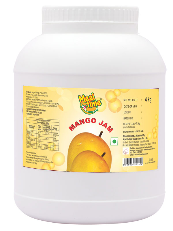 Foodrite India  Meal Time Mango Jam (4 kg) - Jams